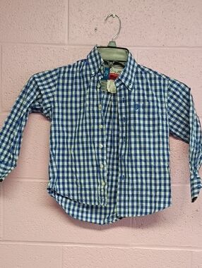 Wrangler Blue and White Gingham Button-Down Shirt George Straight Edition